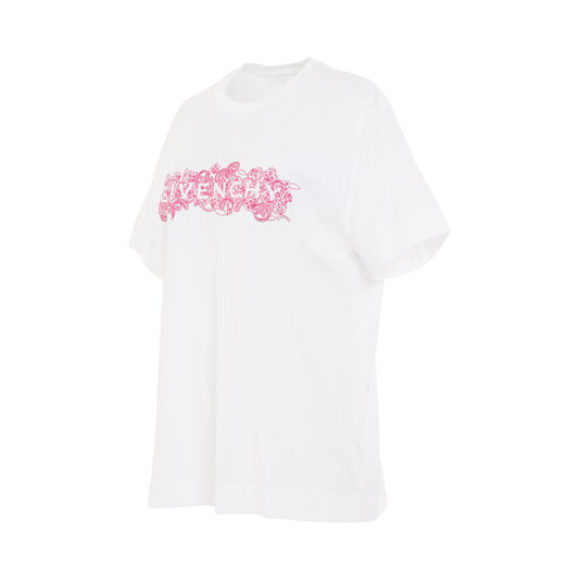 4G Embroidered Logo Classic Fit T-Shirt in White