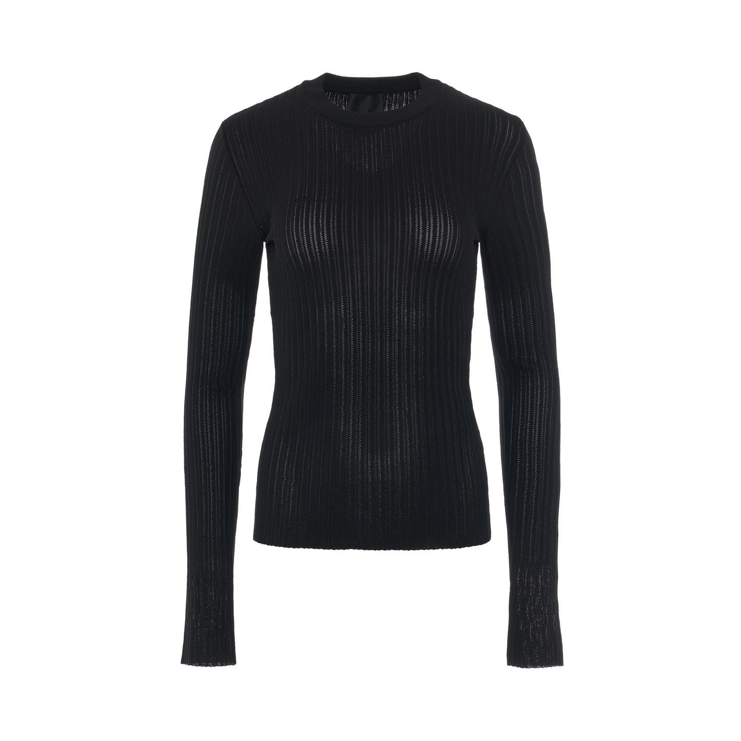 Ribbed Crewneck Sweater in Black