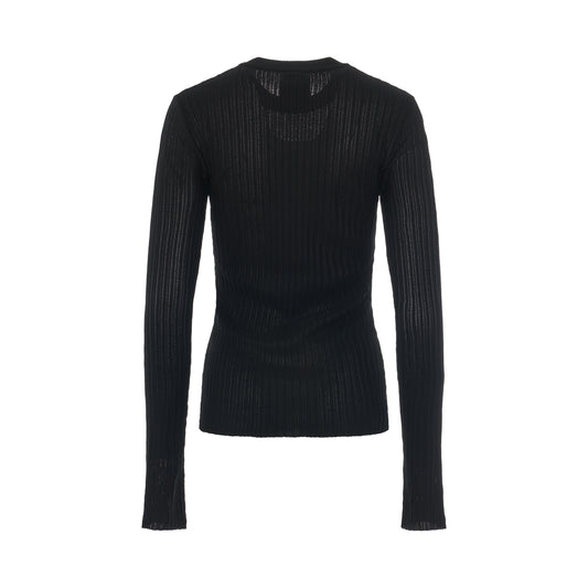 Ribbed Crewneck Sweater in Black