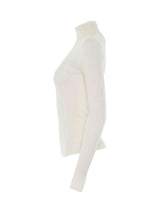 Long Sleeve Cyclist Neck Ribbed Sweater in Ivory
