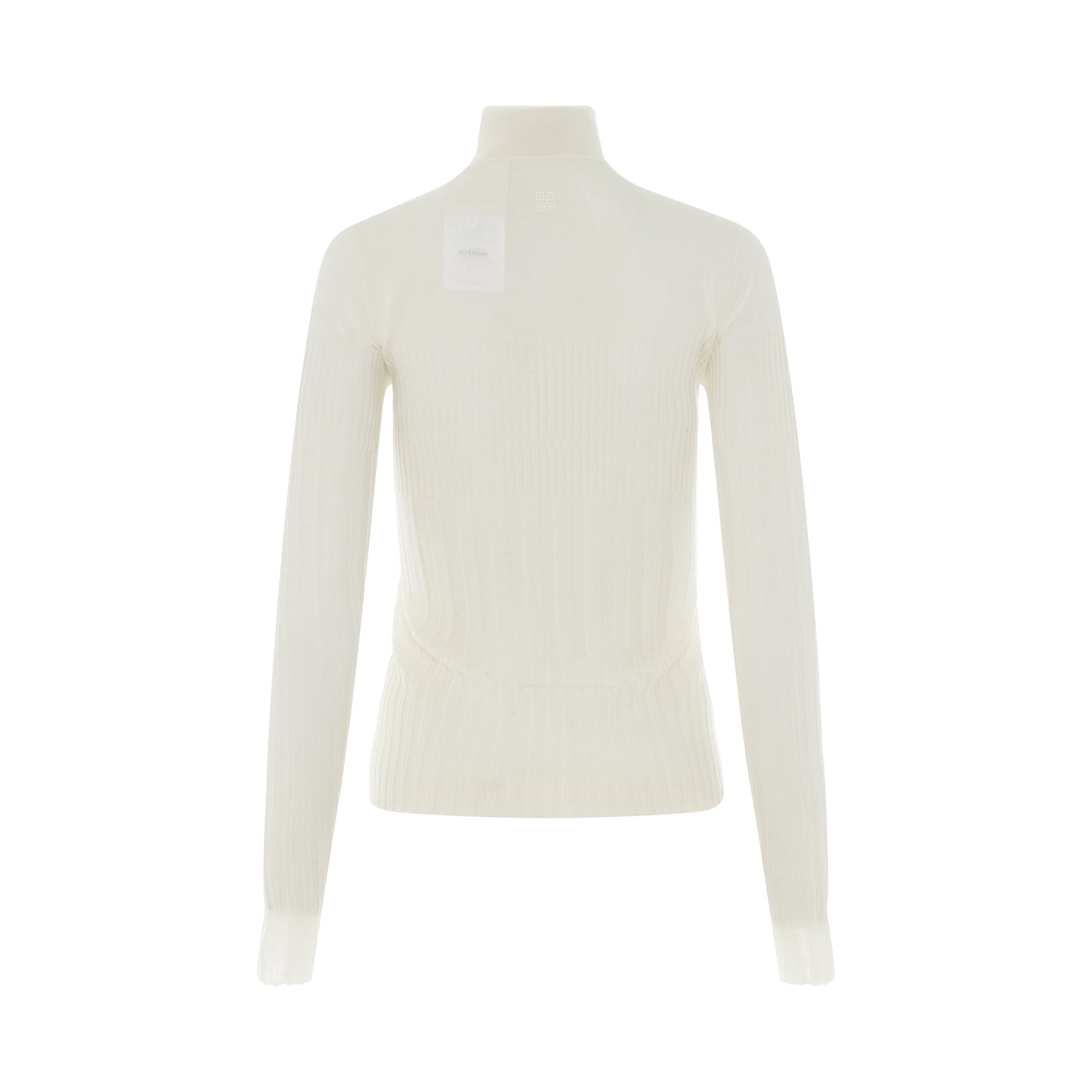 Long Sleeve Cyclist Neck Ribbed Sweater in Ivory