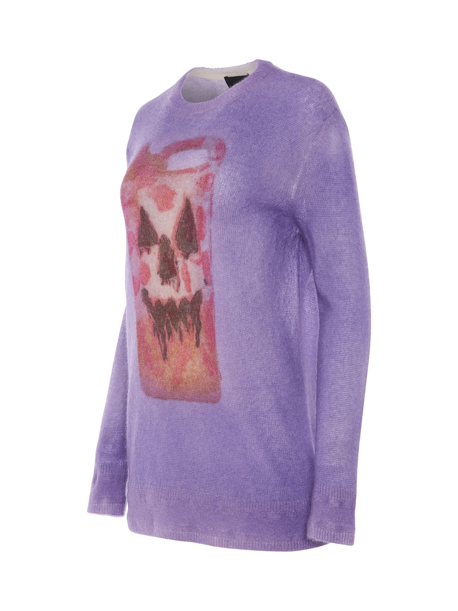 Mixmat Crew Neck Print Sweater in Mauve
