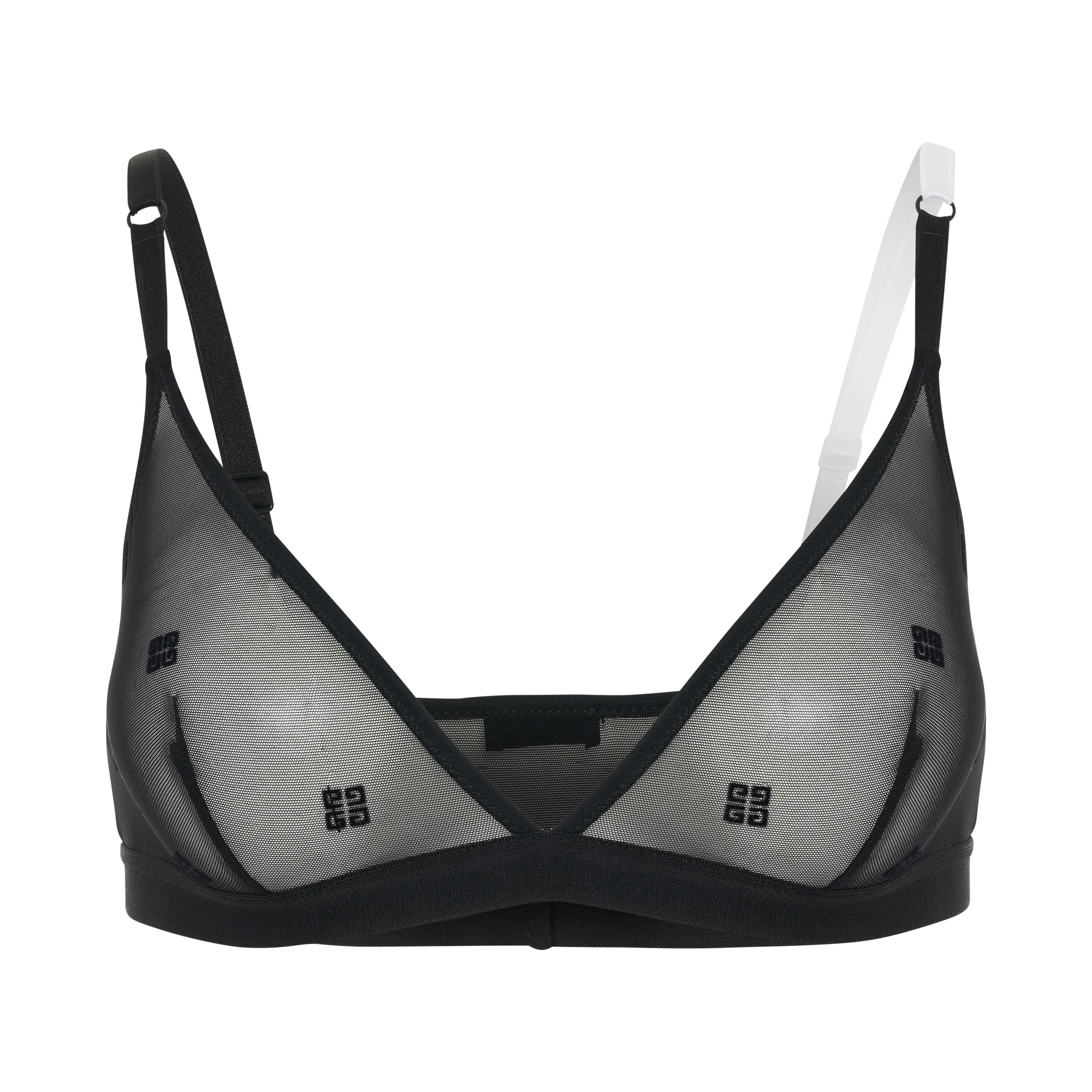 4G Transparent Tulle Bra in Black