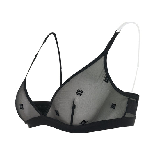 4G Transparent Tulle Bra in Black