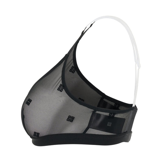 4G Transparent Tulle Bra in Black
