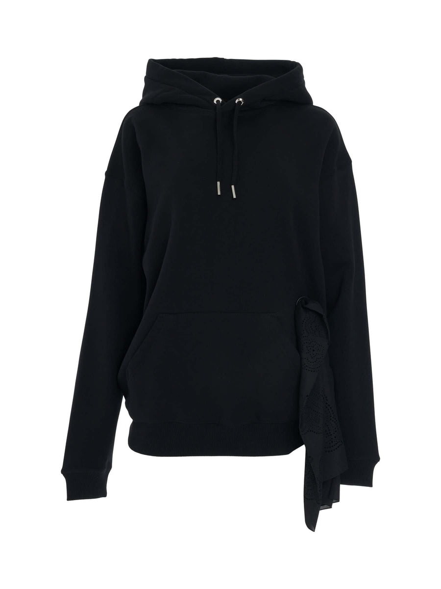 Side Eyelet Bandanas Hoodie in Black