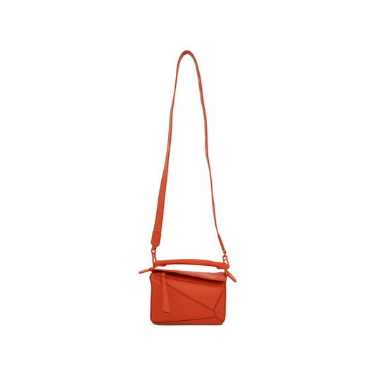 Mini Puzzle Bag in Satin Calfskin in Orange