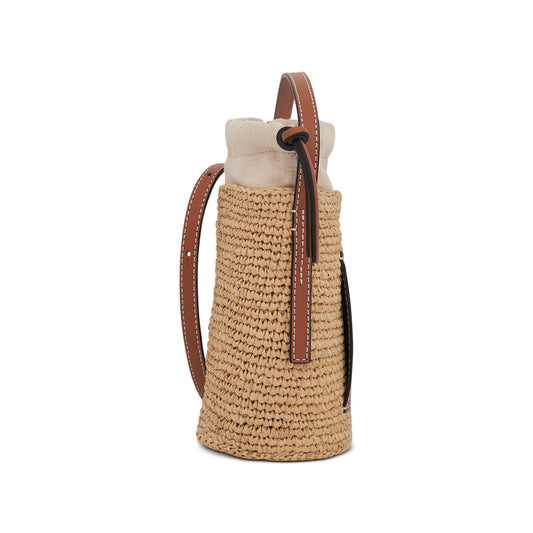 Cylinder Pocket in Raffia & Calfskin in Natural