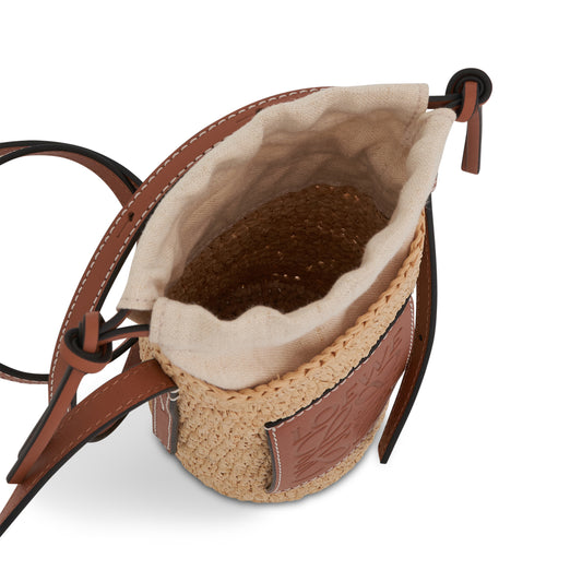 Cylinder Pocket in Raffia & Calfskin in Natural