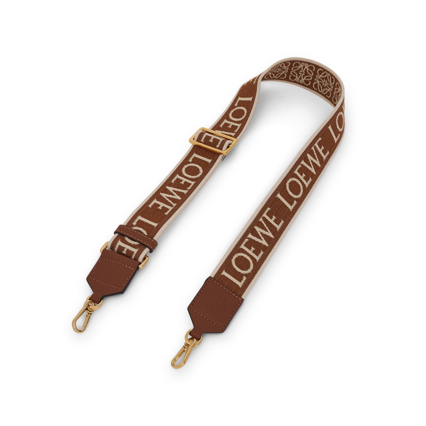 Anagram Strap in Jacquard and Calfskin in Tan