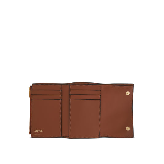 Repeat Small Vertical Wallet in Embossed Calf Leather in Tan