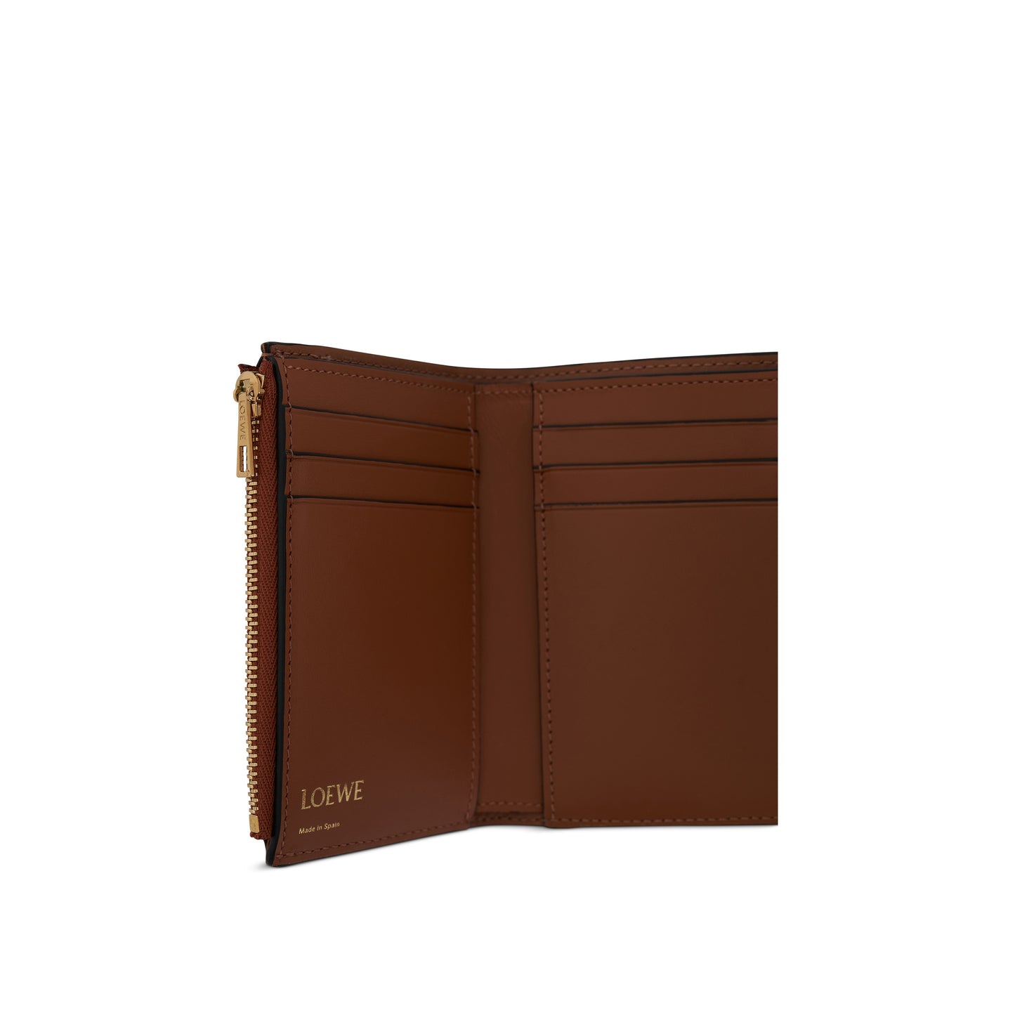 Repeat Small Vertical Wallet in Embossed Calf Leather in Tan