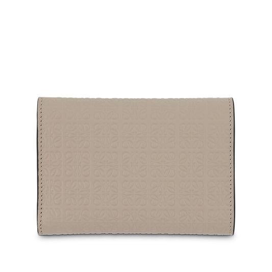 Repeat Small Vertical Wallet in Embossed Calfskin in Light Oat