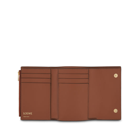 Repeat Small Vertical Wallet in Embossed Calfskin in Tan