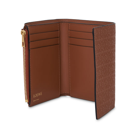 Repeat Small Vertical Wallet in Embossed Calfskin in Tan