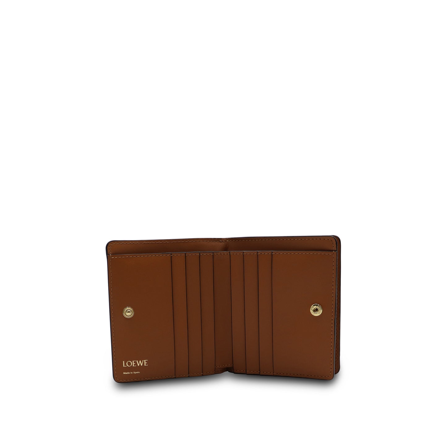 Repeat Compact Zip Wallet in Embossed Calfskin in Tan