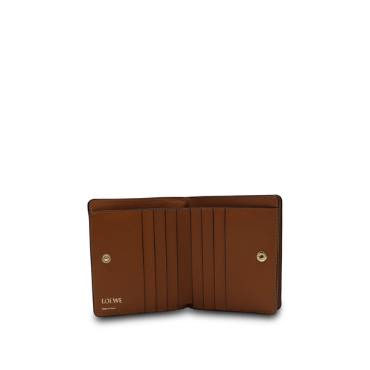 Repeat Compact Zip Wallet in Embossed Calfskin in Tan