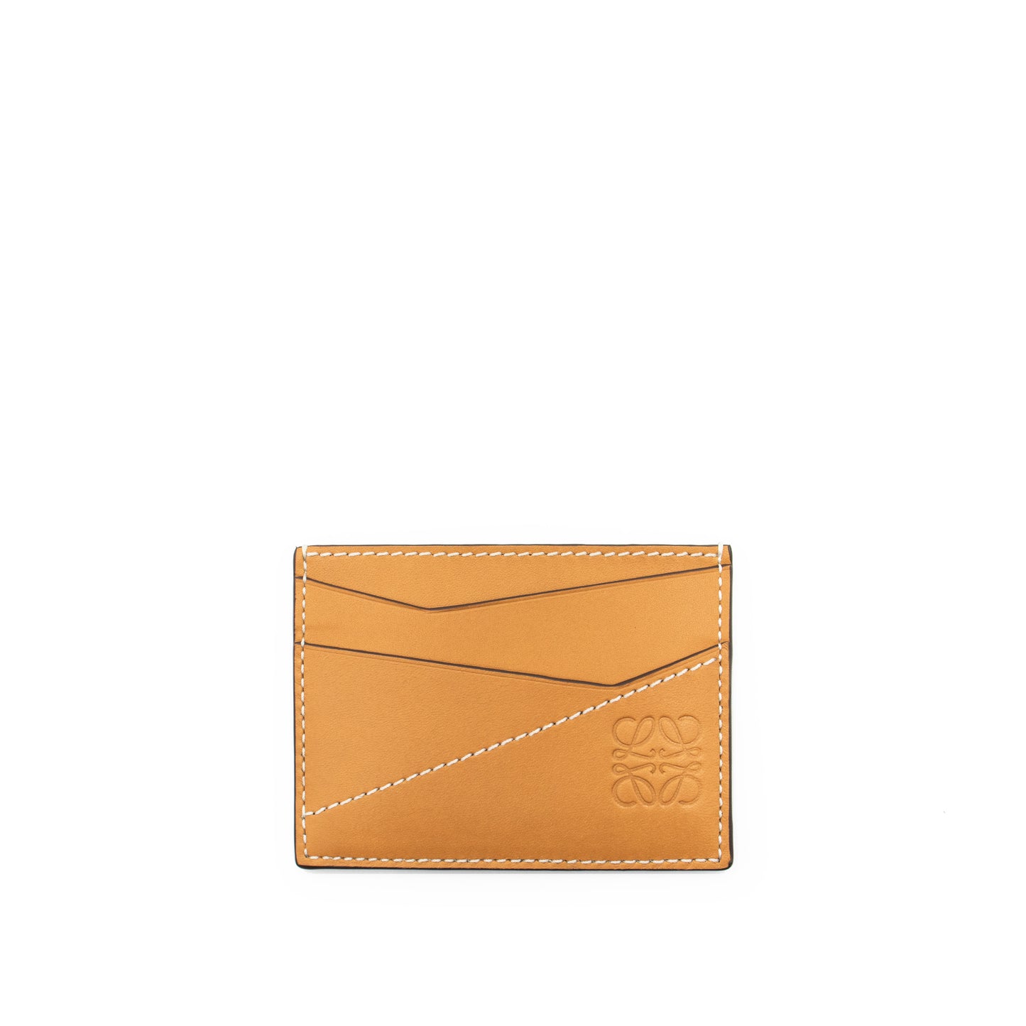 Puzzle Stitches Plain Cardholder in Smooth Calfskin in Light Caramel