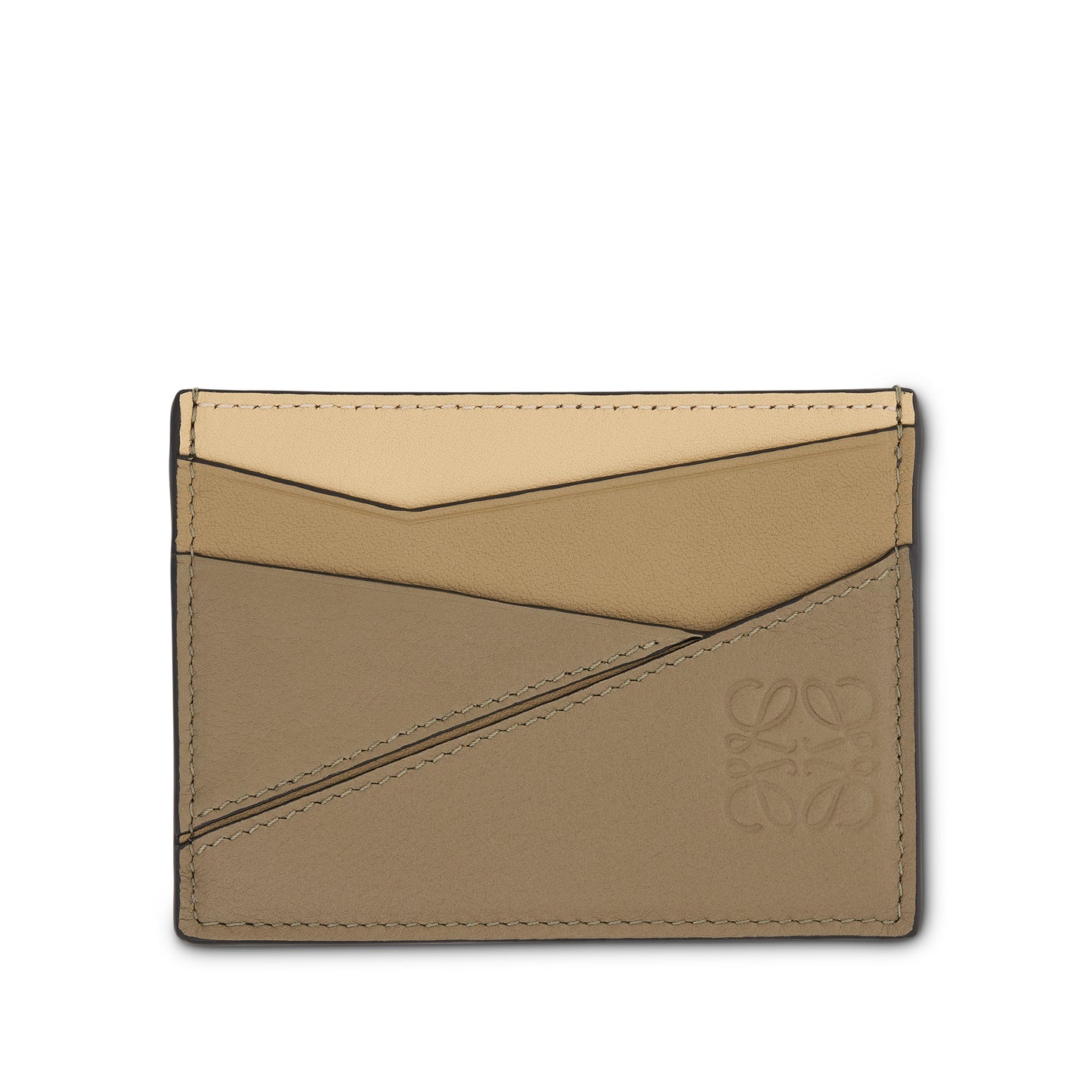 Puzzle Plain Cardholder in Classic Calfskin in Clay Green/Butter