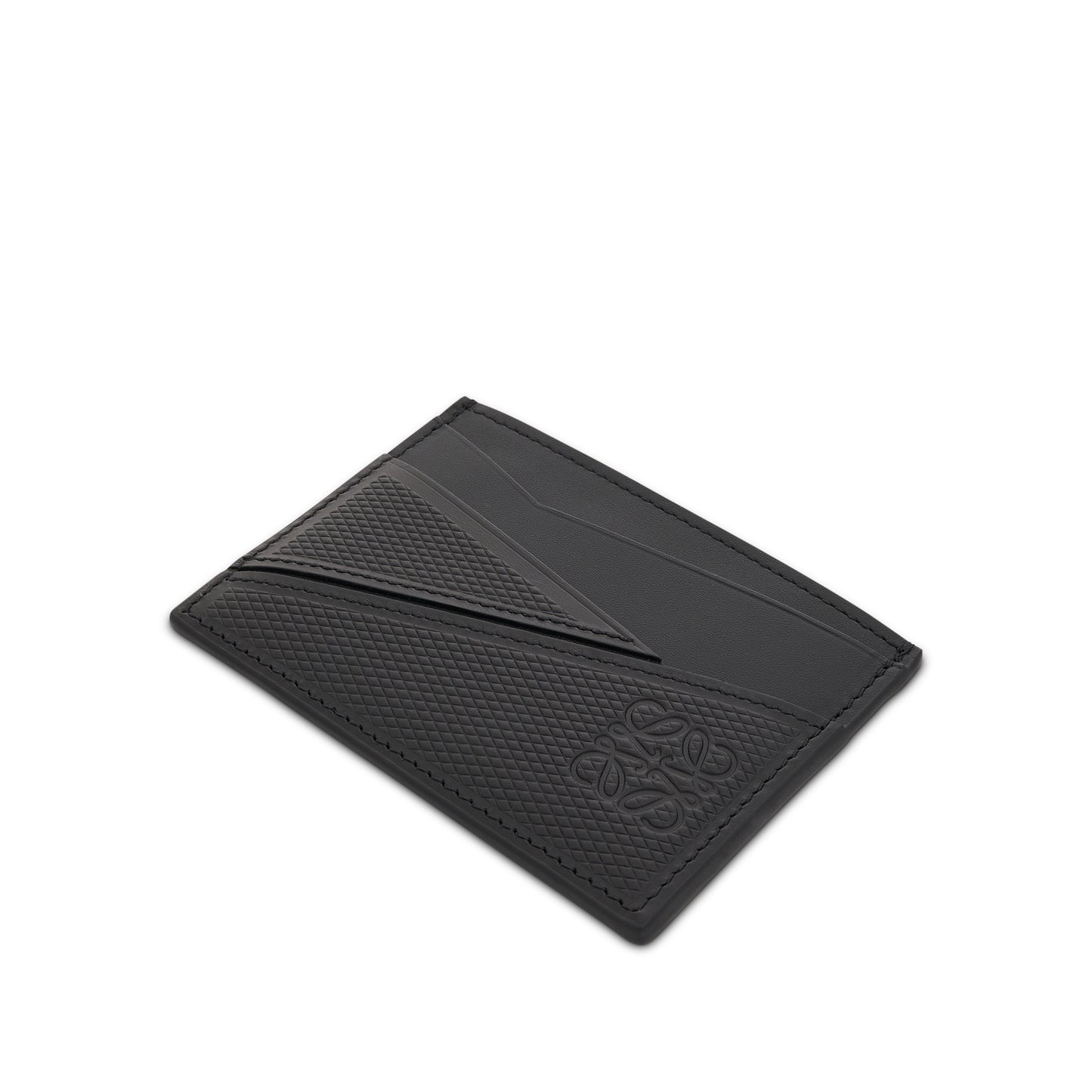 Puzzle Plain Cardholder in Diamond Calfskin in Black