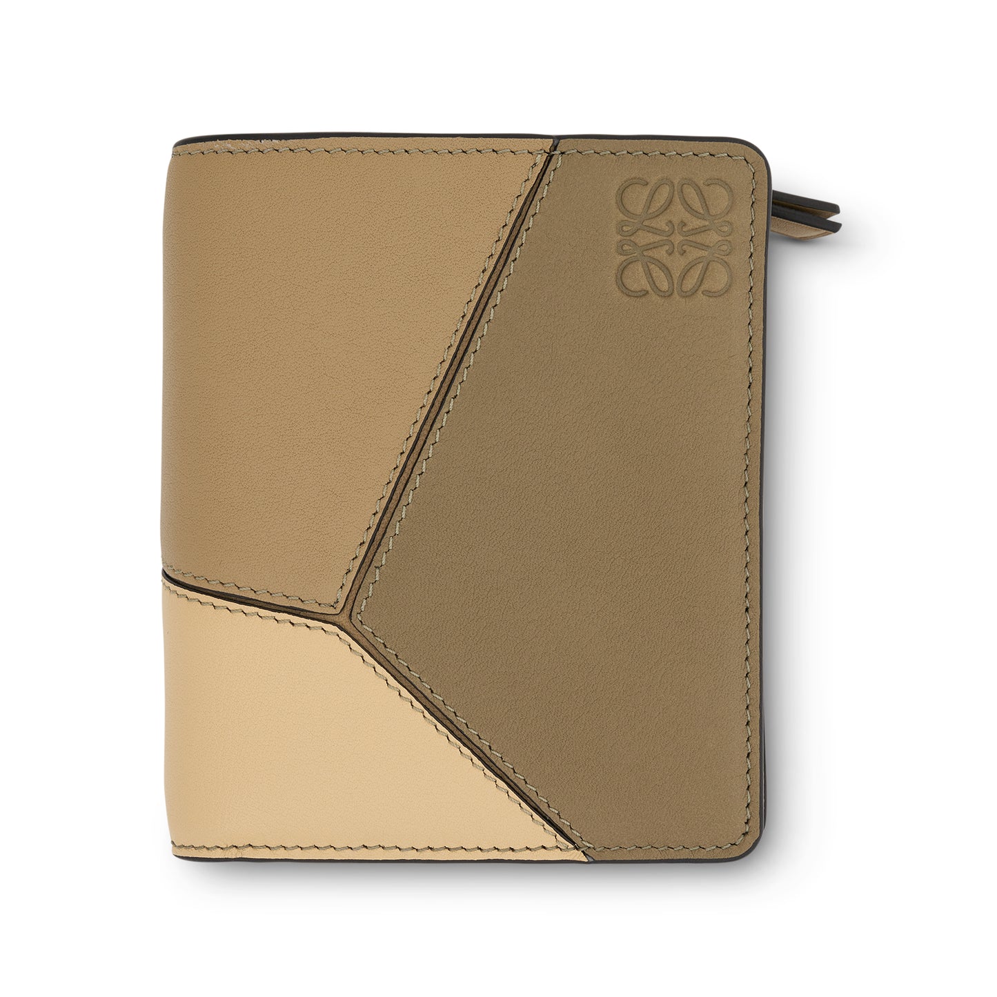 LOEWE Puzzle Compact Zip Wallet in Classic Calfskin in Clay Green