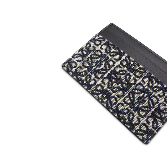 Cardholder in Anagram Jacquard and Calfskin in Navy