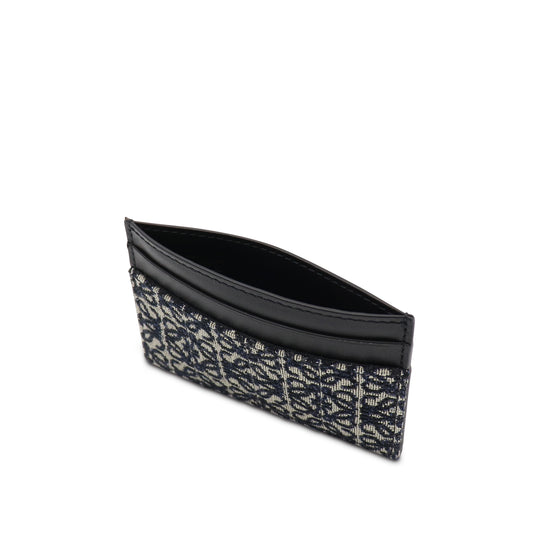 Cardholder in Anagram Jacquard and Calfskin in Navy