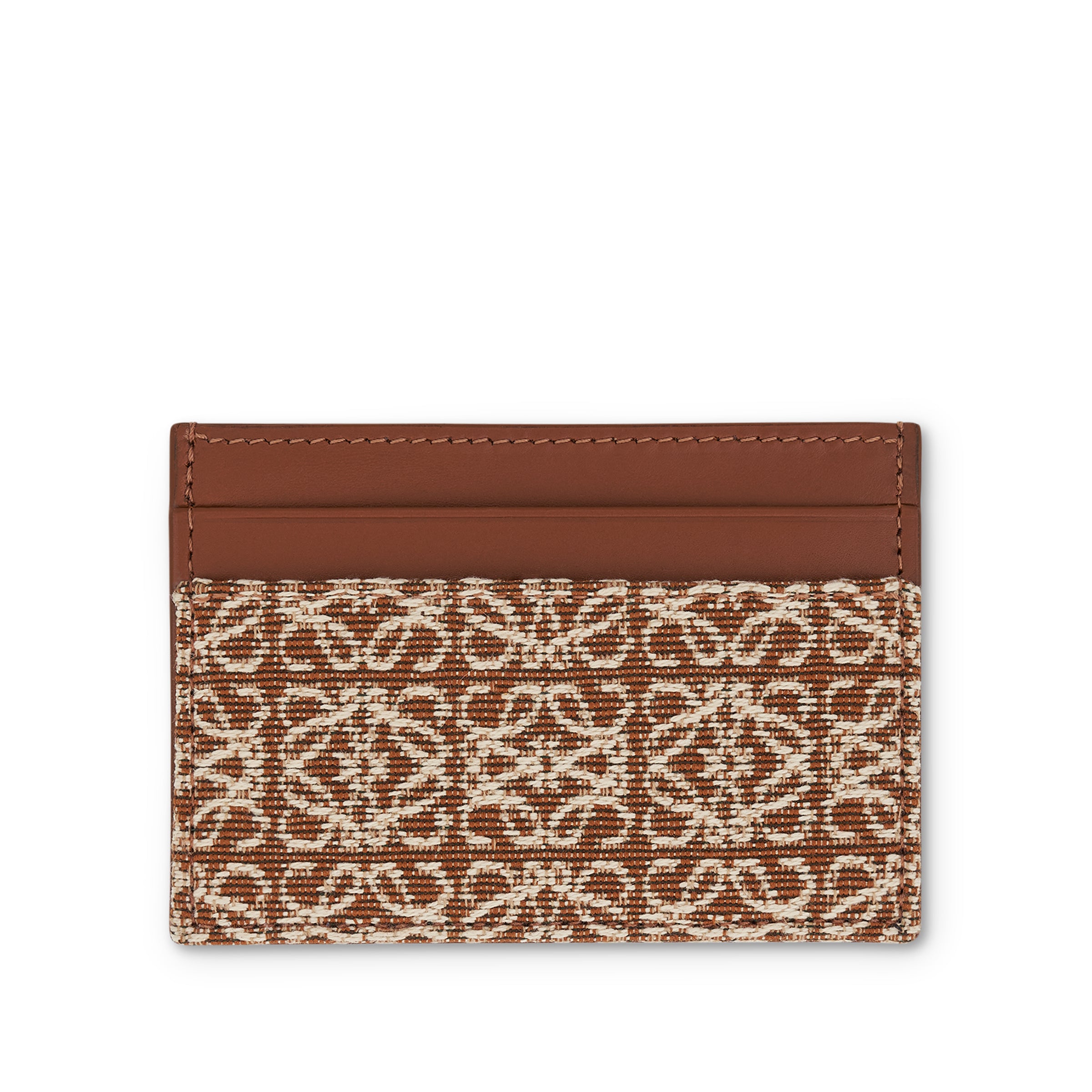 Plain Cardholder in Anagram Jacquard and Calfskin in Tan