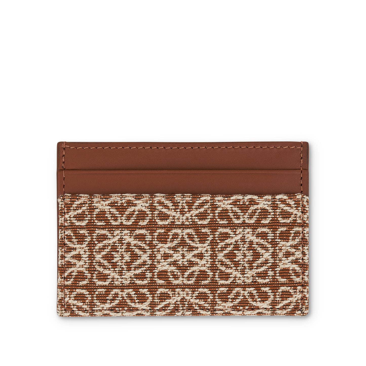 Plain Cardholder in Anagram Jacquard and Calfskin in Tan