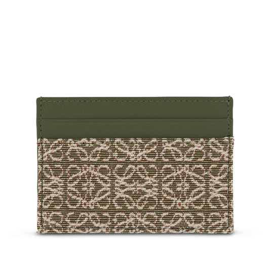 Plain Cardholder in Anagram Jacquard and Calfskin in Green