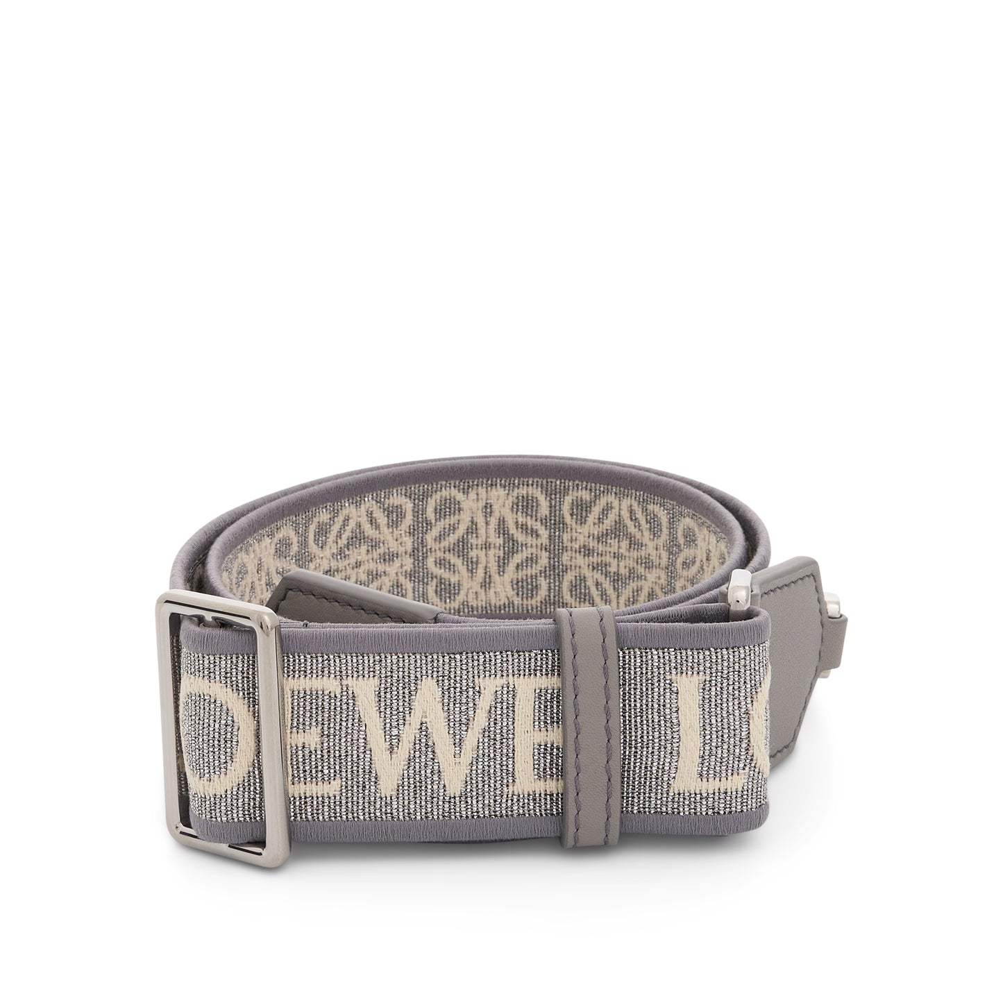 Anagram Strap in Lurex Jacquard and Calfskin in Silver