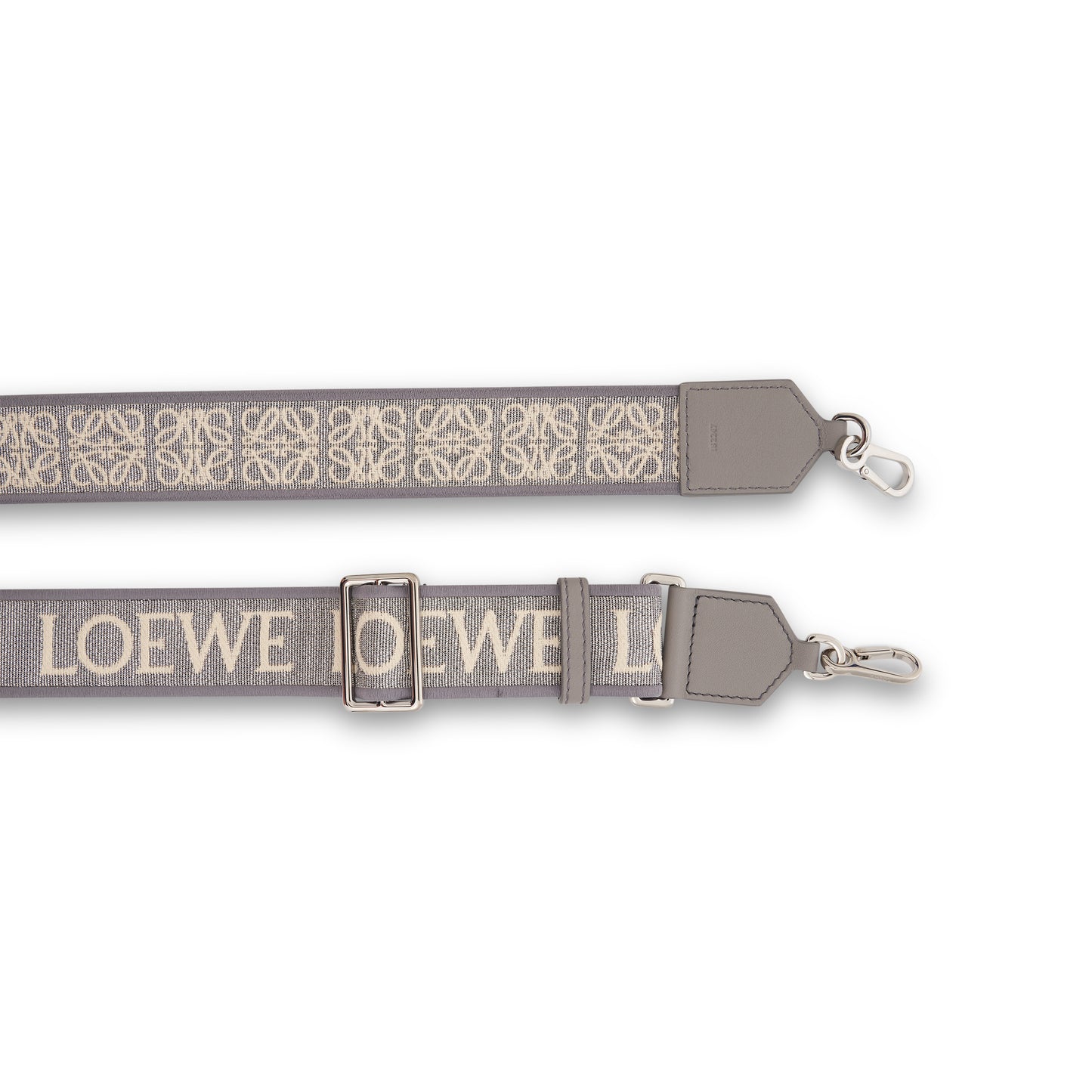 Anagram Strap in Lurex Jacquard and Calfskin in Silver