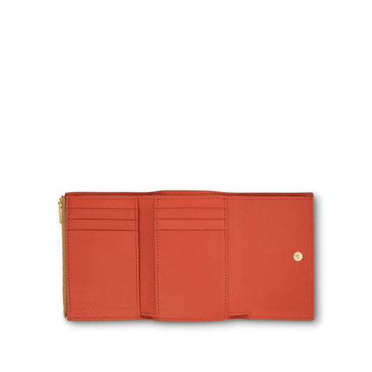 Owl Small Vertical Wallet in Classic Calfskin in Dune