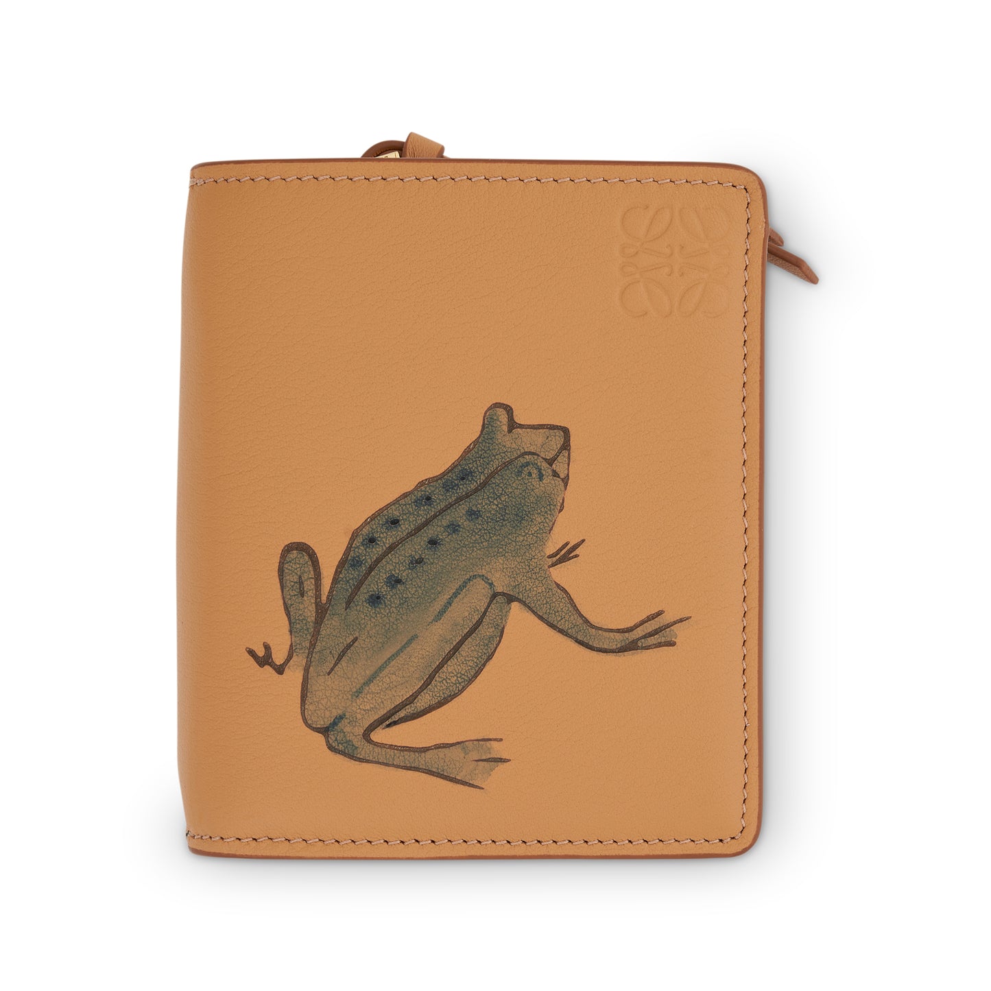 Frog Compact Zip Wallet in Classic Calfskin in Warm Dessert