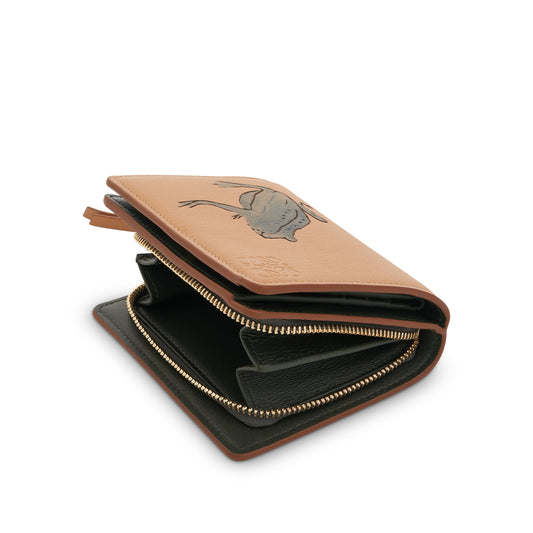 Frog Compact Zip Wallet in Classic Calfskin in Warm Dessert