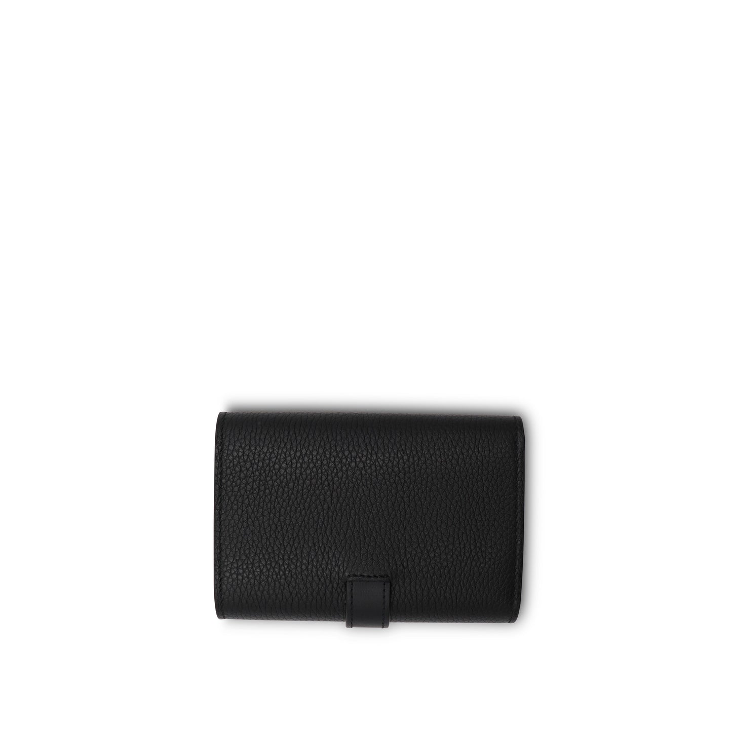Small Vertical Wallet in Soft Grained Calfskin in Black