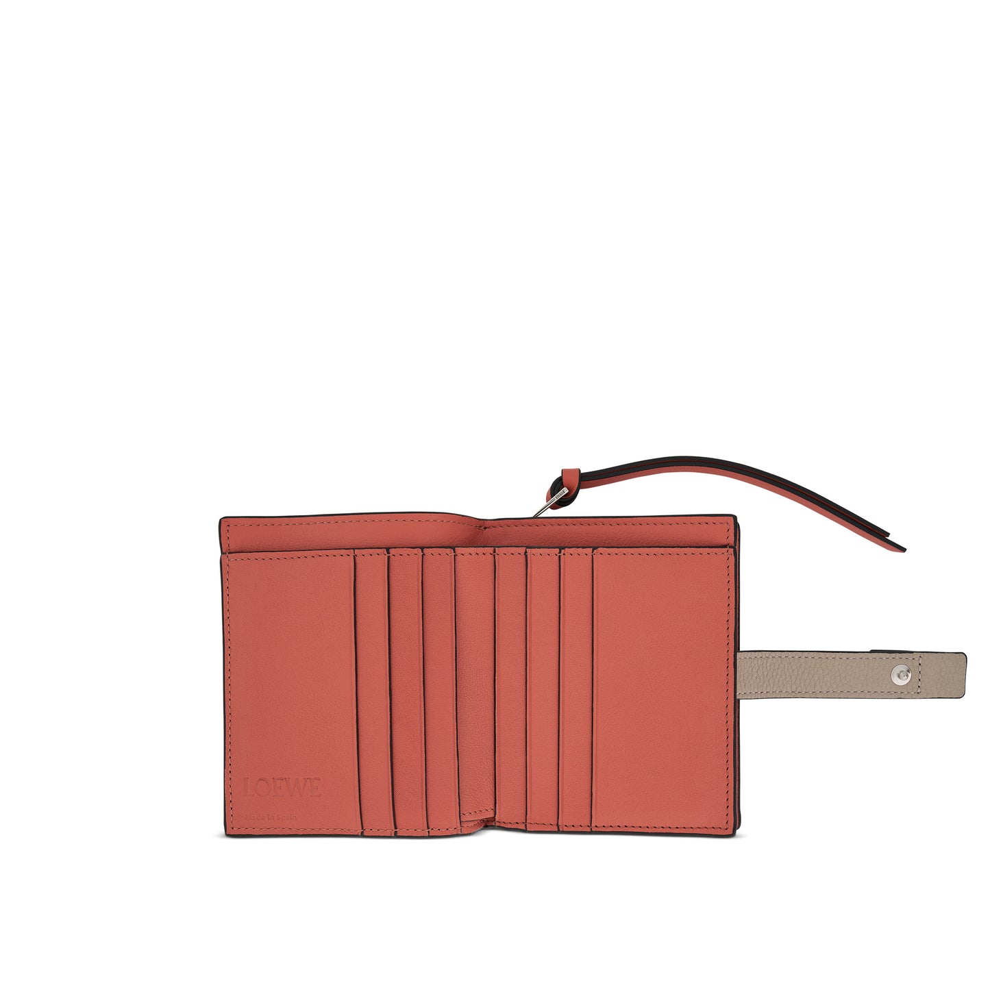 Compact Zip Wallet in Soft Grained Calfskin in Light Oat