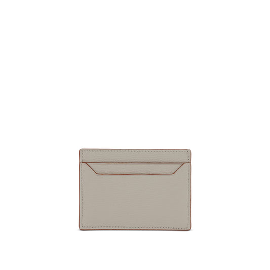 Anagram Plain Cardholder in Pebble Grain Calfskin in Light Ghost