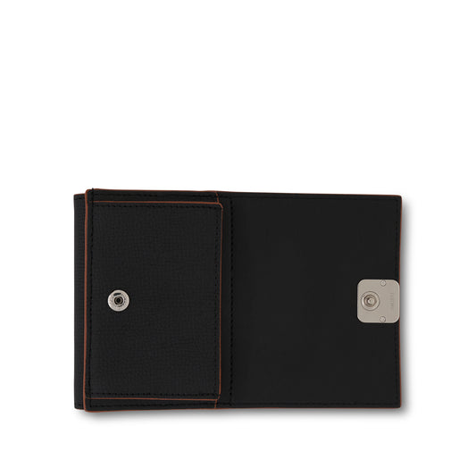 Anagram Trifold Wallet Pebble Grain Calfskin in Black