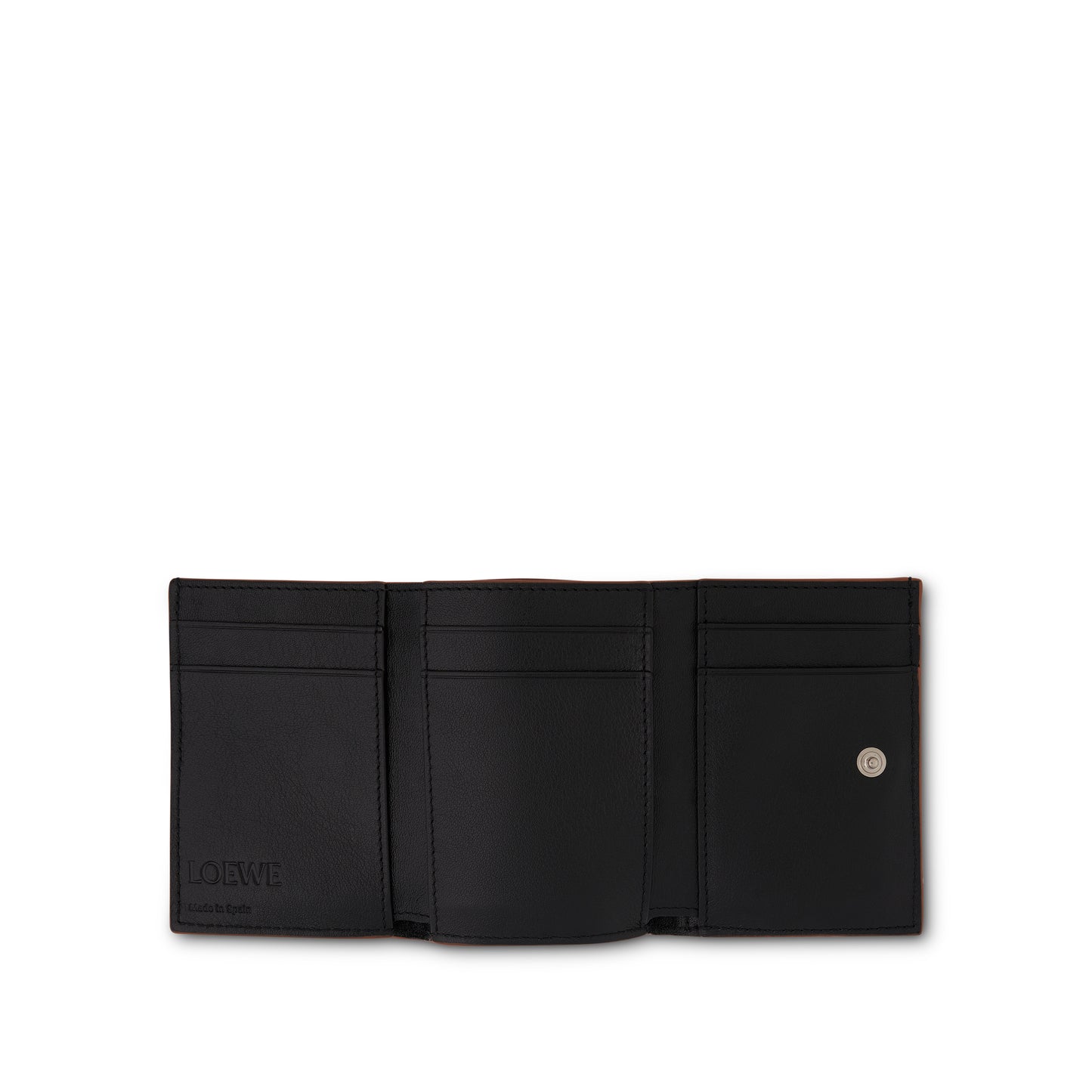 Anagram Trifold Wallet Pebble Grain Calfskin in Black