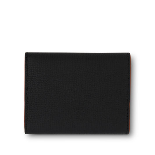 Anagram Trifold Wallet Pebble Grain Calfskin in Black