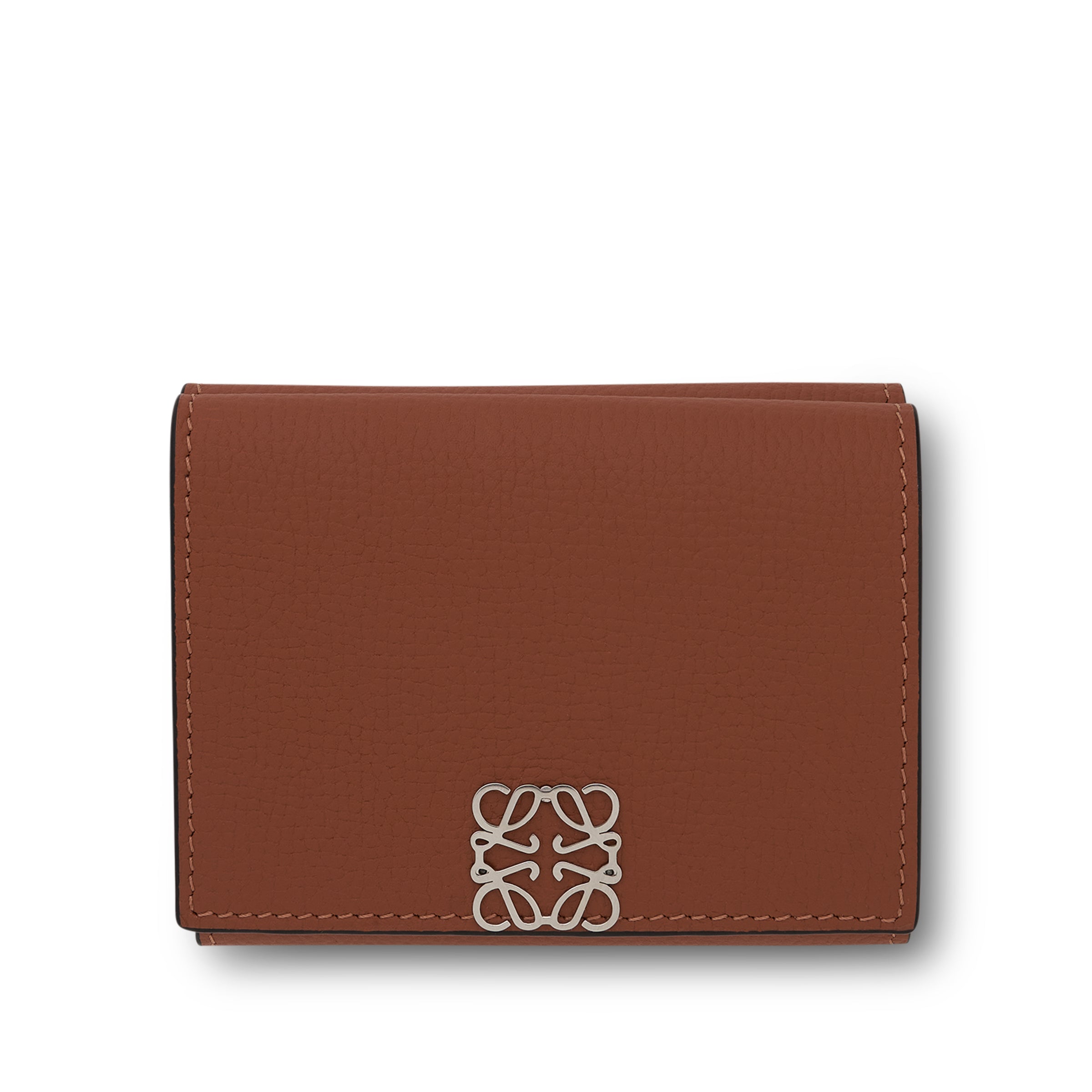 Anagram Trifold Wallet Pebble Grain Calfskin in Tan