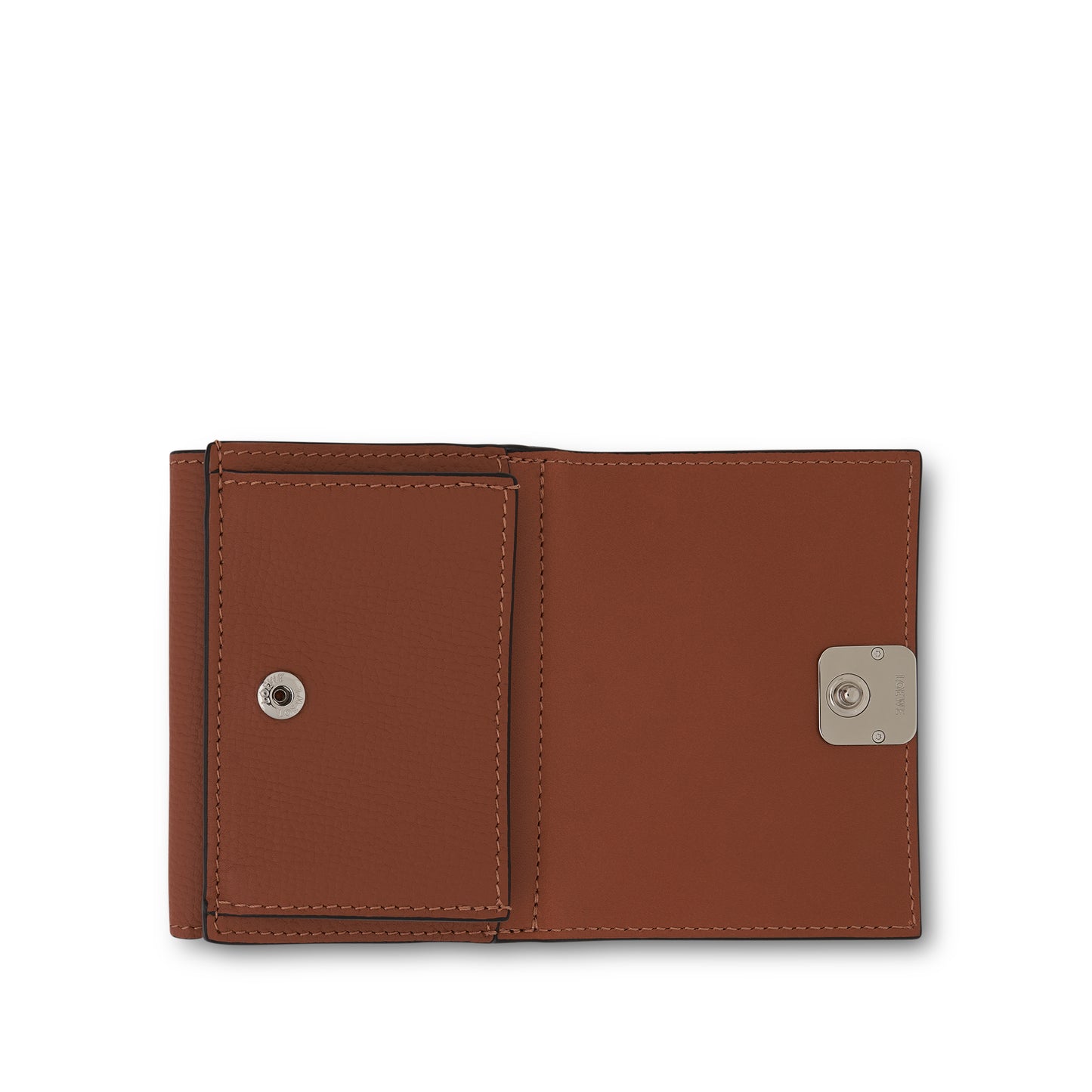 Anagram Trifold Wallet Pebble Grain Calfskin in Tan