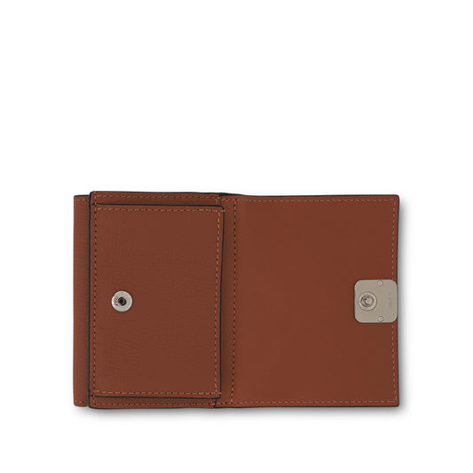 Anagram Trifold Wallet Pebble Grain Calfskin in Tan