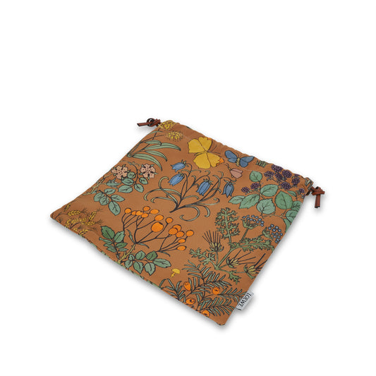 Herbarium Drawstring Pouch in Canvas and Calfskin in Warm Desert