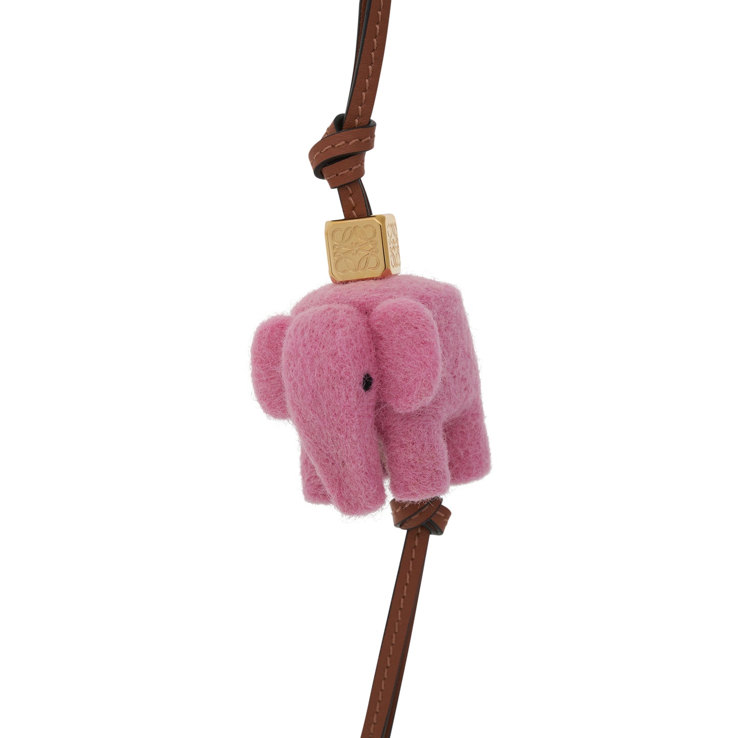 Elephant Charm in Felt and Calfskin in Candy