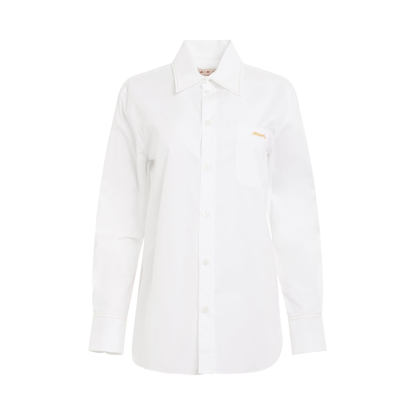 Logo Embroidered Button Shirt in Lily White