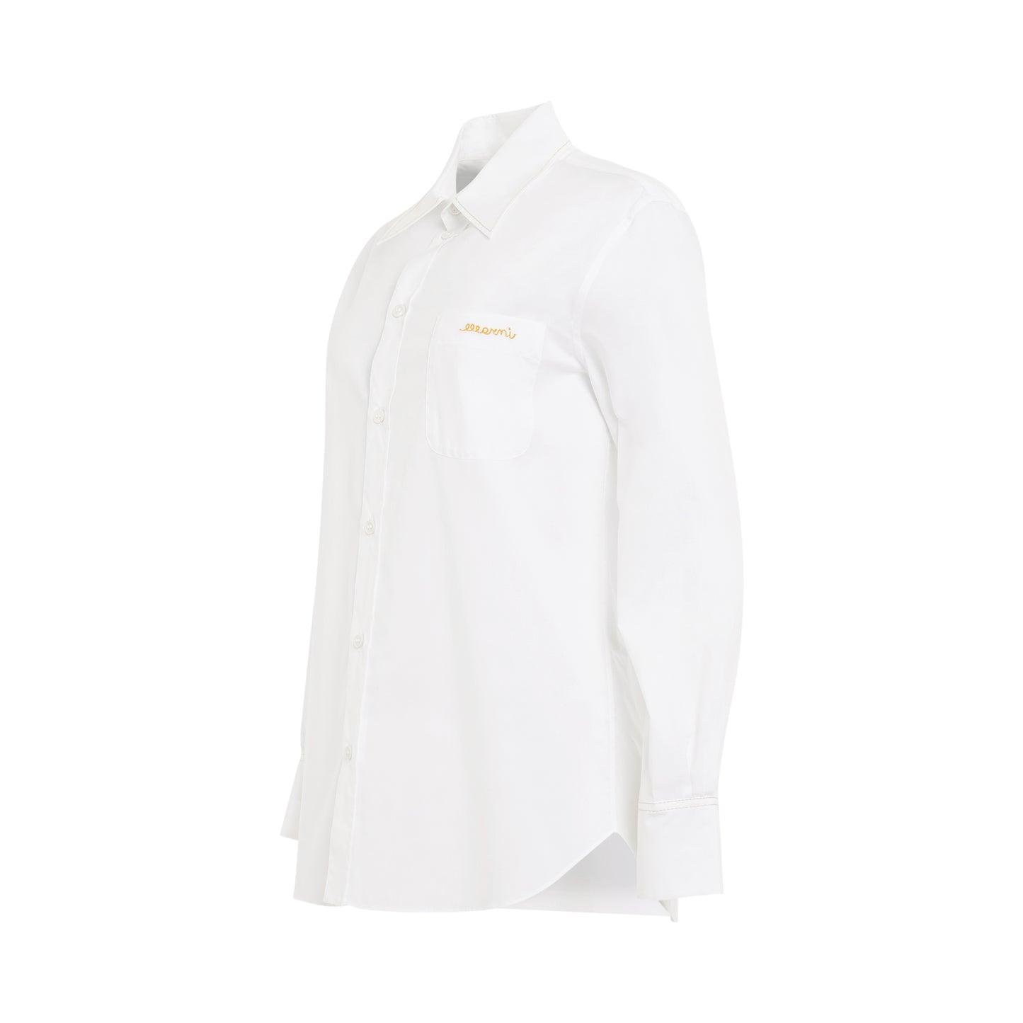 Logo Embroidered Button Shirt in Lily White