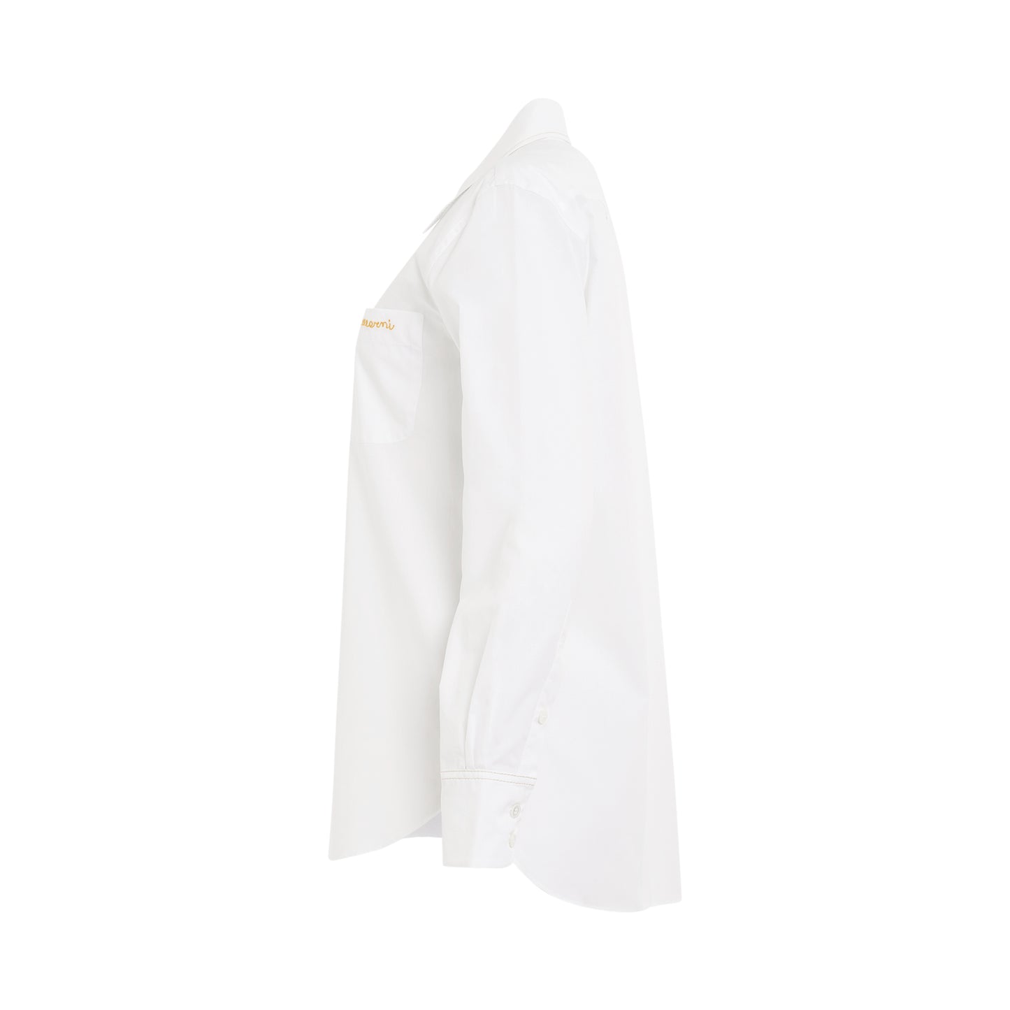 Logo Embroidered Button Shirt in Lily White