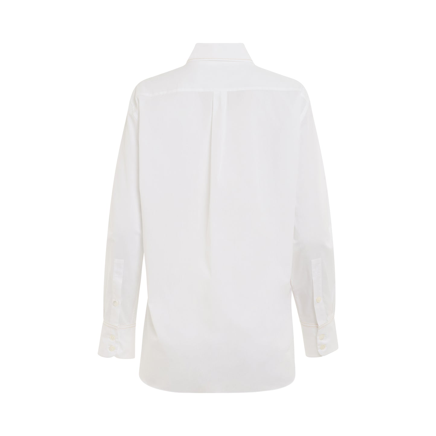 Logo Embroidered Button Shirt in Lily White